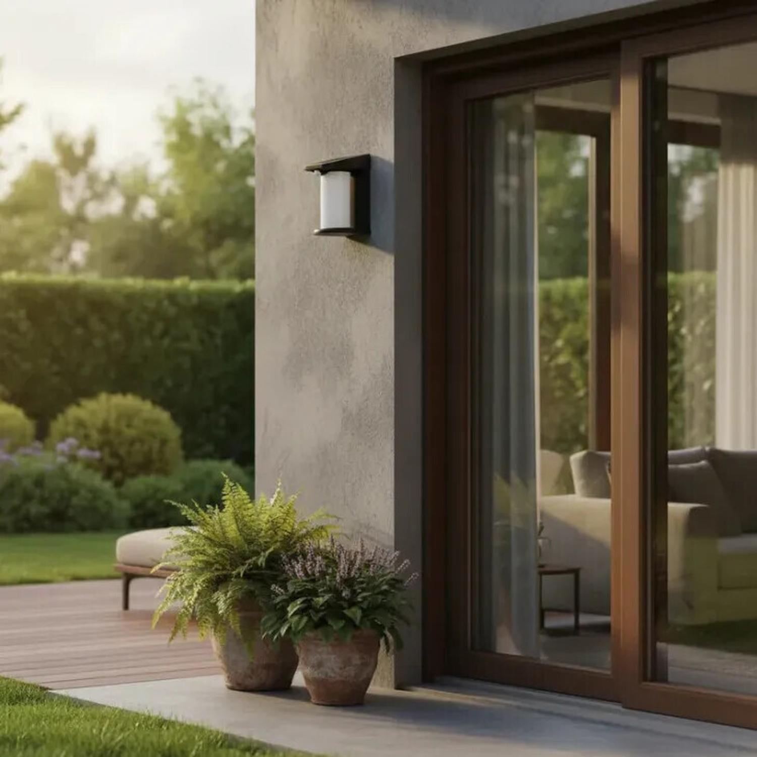 Pro Outdoor - Aplique Solar Vertical Contra Agua Con Base Con Sensor Movimiento Negro