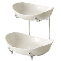 Magideal - Tazón De Frutas Para El Mostrador De La Cocina, Sirviendo Tazones Con Soporte De Placa De Fruta Moderna Soporte De Frutas De Múltiples Capas Para Alma Argent White 2 Capa