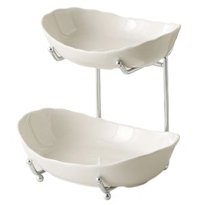 Magideal - Tazón De Frutas Para El Mostrador De La Cocina, Sirviendo Tazones Con Soporte De Placa De Fruta Moderna Soporte De Frutas De Múltiples Capas Para Alma Argent White 2 Capa