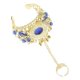 thumbnail image 2 of Pulseras De Danza Del Vientre Joyas Pulsera Esclava De Cristal Con Anillo Azul, 2 of 5