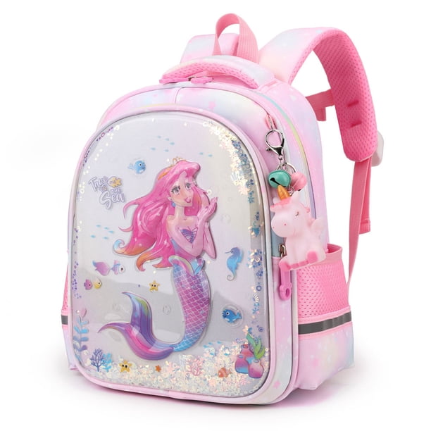 New Mermaid Bag Cartoon Kids Schoolbag Mermaid Pink Cat School Bag Beg Sekolah Girl Boy Backpack for 3-7 Years