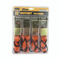 Genérico - Set Kit Juego Eslinga Cinta Amarre Ratchet 4 Piezas
