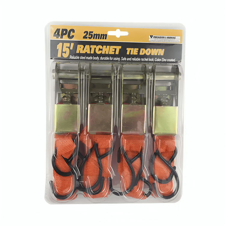 Genérico - Set Kit Juego Eslinga Cinta Amarre Ratchet 4 Piezas