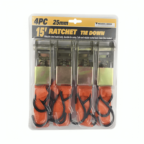 Genérico - Set Kit Juego Eslinga Cinta Amarre Ratchet 4 Piezas