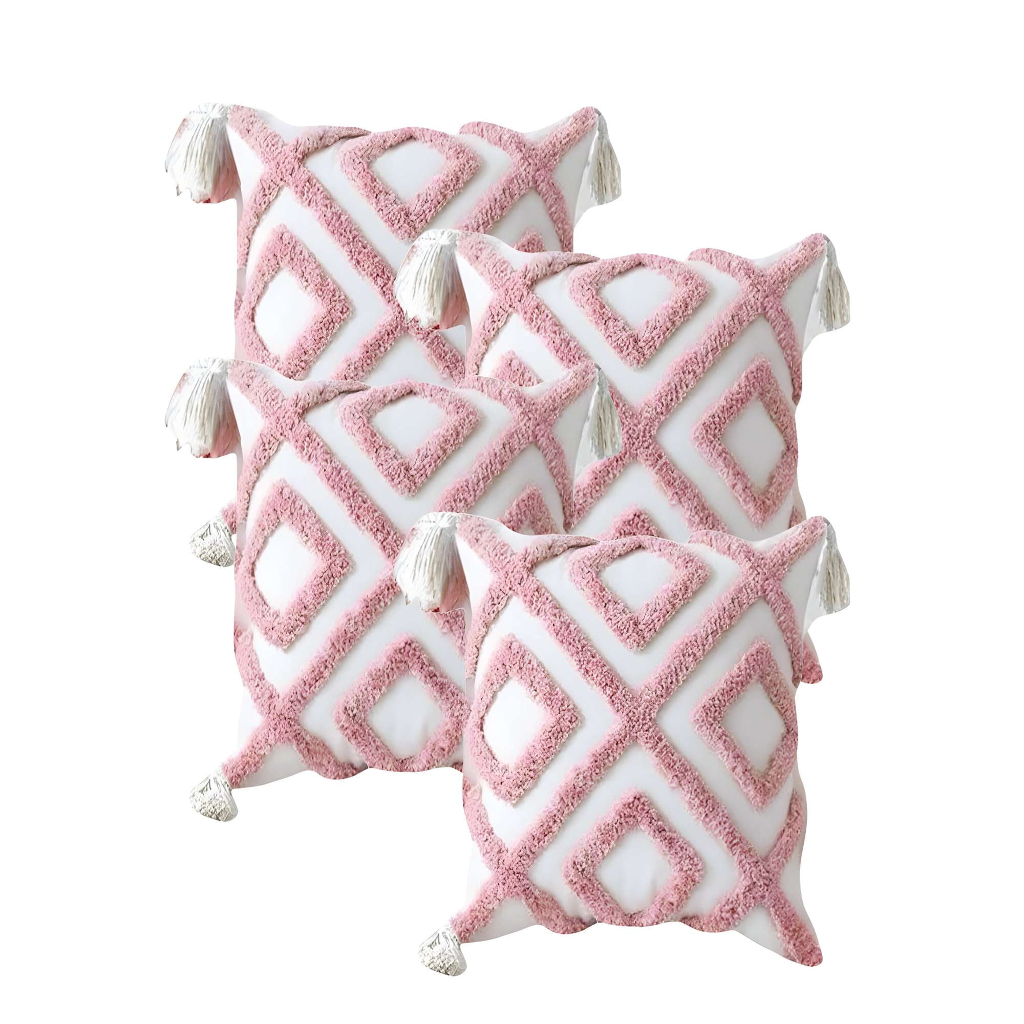 Genérico - Set De 4 Fundas De Cojin Tufting 45x45 Cm Blanco 08