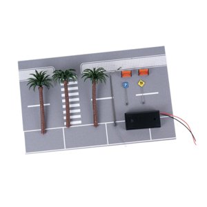 Magideal - 1/64 Modelo De Escena De La Carretera Diorama, Juguete De Simulación De Paisajes De Estacionamiento, Decoración De La Mesa De Arena Diorama De Garaje,