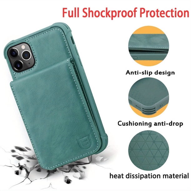 Leather Magnetic Wallet Case for iPhone 12/12 Pro - Shockproof, Credit Card Holder, Screen Protector & Kickstand Included!