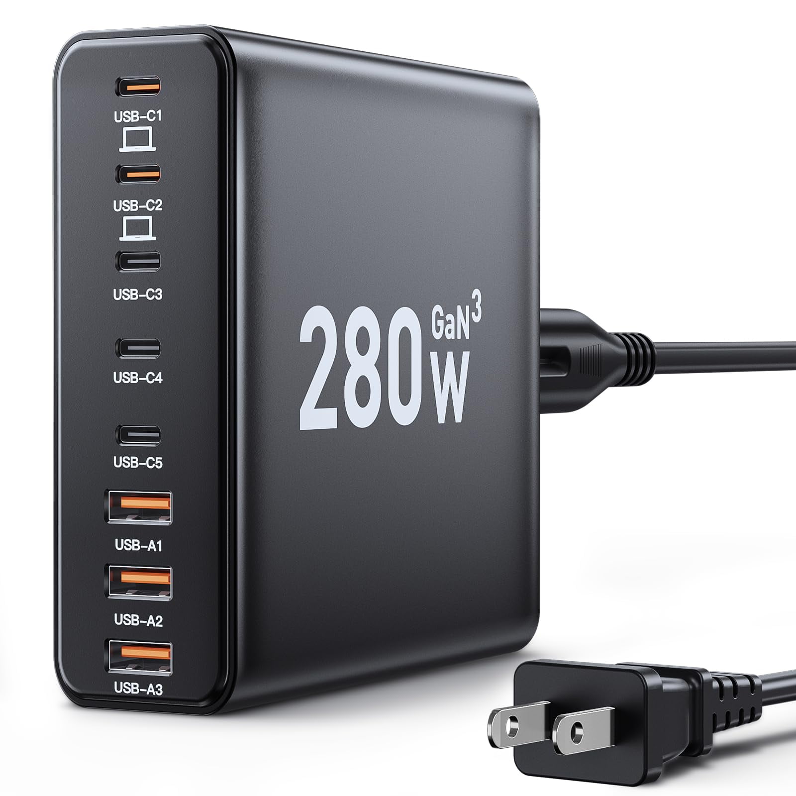 Estación De Carga Ediliow Usb C De 280 W Con 8 Puertos Para Macbook/dell/ipad