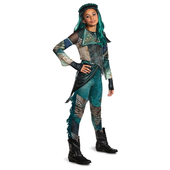 Disfraz Disney Uma Descendants 3 Deluxe para niñas, color verde azulado