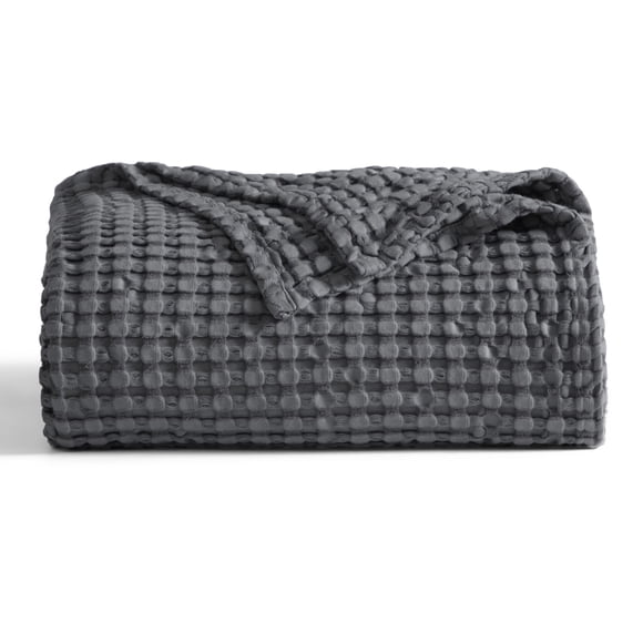 Manta Bedsure Cooling de algodón con forma de gofre tamaño queen, color gris oscuro