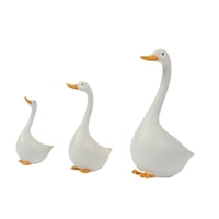 Ioensy - 3 Estatuas De Pato, Esculturas De Jardín De Resina Blanca Para Escritorio, Balcón, Mueble De Tv