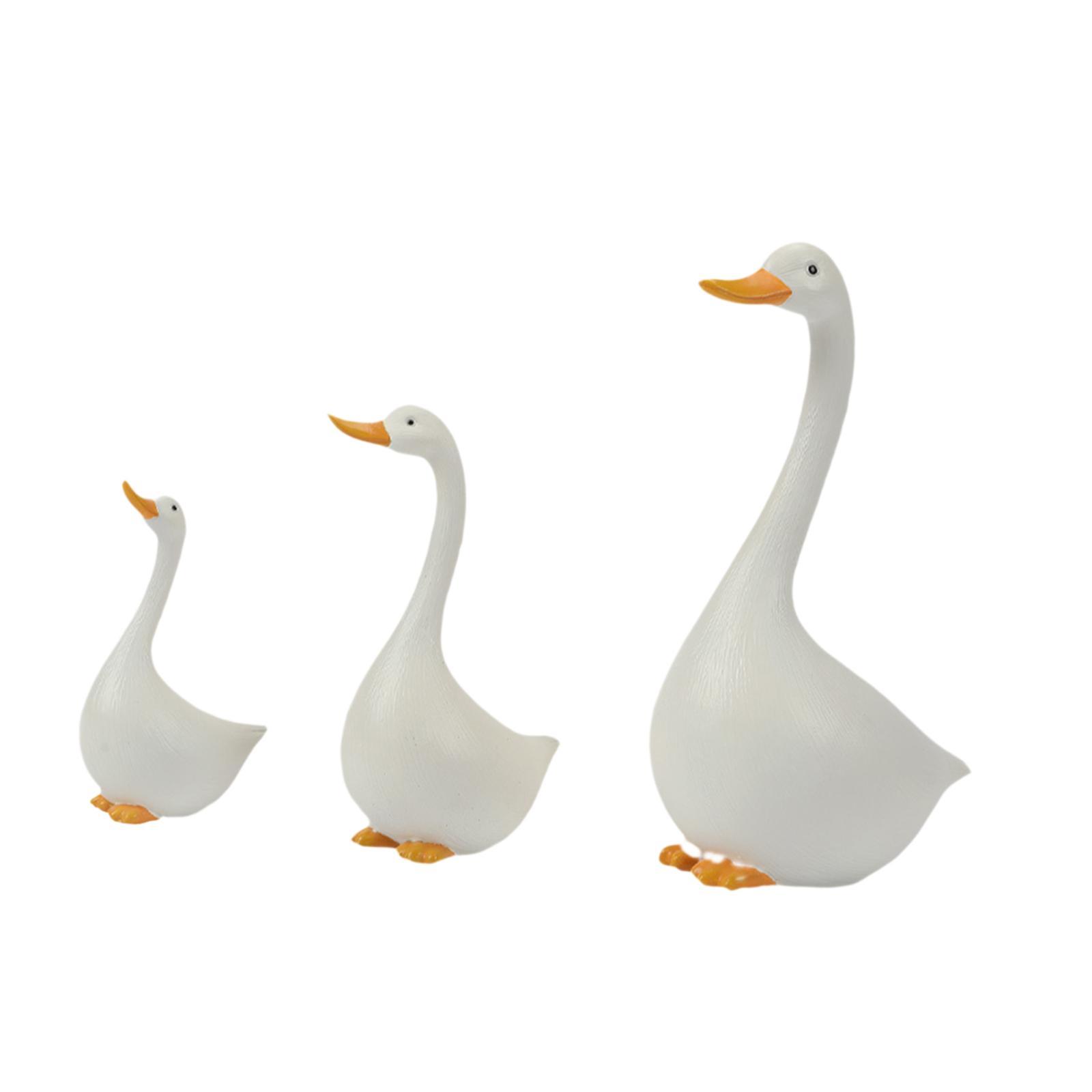 Ioensy - 3 Estatuas De Pato, Esculturas De Jardín De Resina Blanca Para Escritorio, Balcón, Mueble De Tv