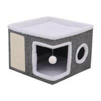 Magideal - Casa Para Gatos De Doble Capa, Casa Para Gatos, Casa Semicerrada, Casas Para Gatos De Interior, Para Animales Pequeños, Regalos De Año Nuevo Para Gato