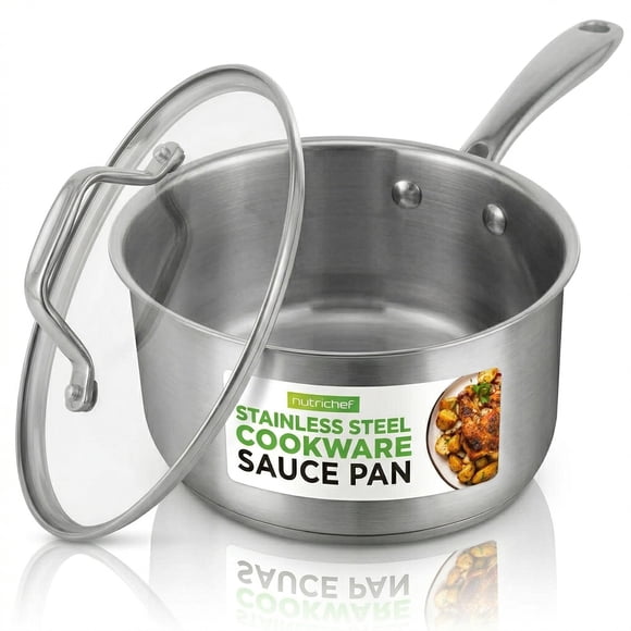 Cazo NutriChef 1.9L Acero Inoxidable con Tapa y Mango Ergonómico