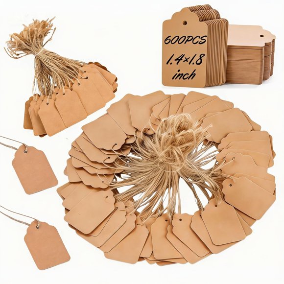 Etiquetas para llaves Vizoshi 600 unidades 4,6 × 3,8 cm de papel kraft escribible