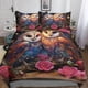 thumbnail image 1 of Juegos de ropa de cama con estampado 3D de fotos de búhos, con fundas de almohada, juegos de funda nórdica de microfibra suave de 3 piezas, funda de edredón Love Animals con funda de edredón, 1 of 3