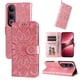 thumbnail image 1 of Funda tipo cartera FOXDOCK para Vivo V50 Lite , diseño girasol en relieve, cuero PU, cierre magnético, soporte y tarjetero, 1 of 5