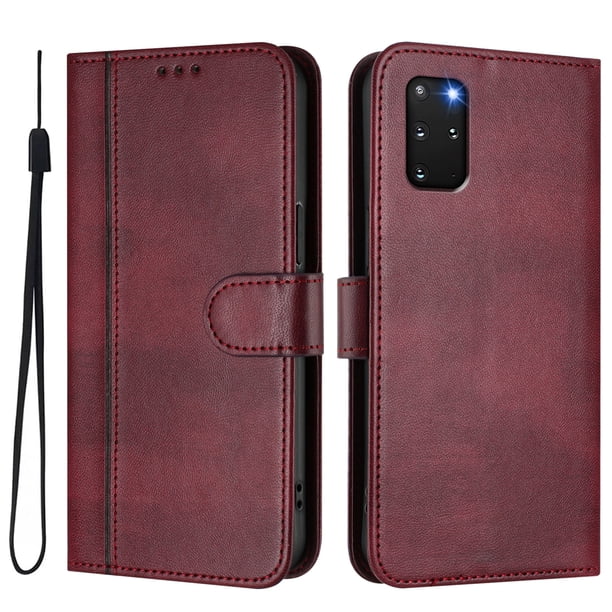 Funda Cartera para samsung galaxy S20 Plus Protección 360° con Ranuras para Tarjetas y Soporte Rojo