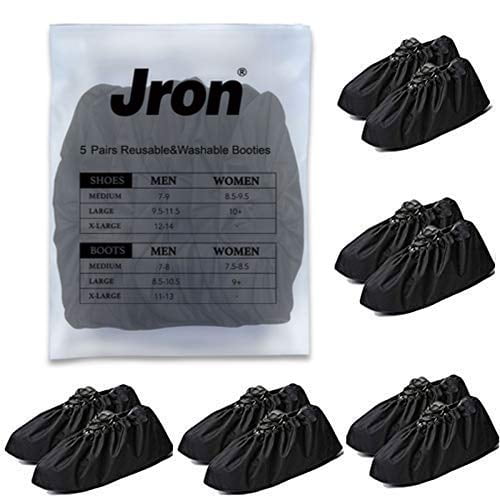 Cubrezapatos Jron Premium Reutilizables Y Lavables 5 Pares Color Negro