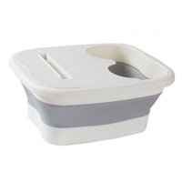 Magideal - Bañera Plegable Para Pies, Lavabo Para Pies, Portátil, Gran Ahorro De Espacio, Resistente Y Duradero Con Cubierta, Bañera Para Pies, Cubo Para Baño De Blanco