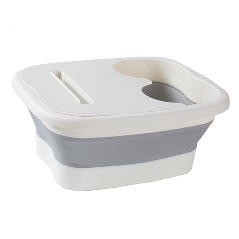 Magideal - Bañera Plegable Para Pies, Lavabo Para Pies, Portátil, Gran Ahorro De Espacio, Resistente Y Duradero Con Cubierta, Bañera Para Pies, Cubo Para Baño De Blanco