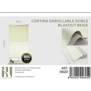 Mundo Shopping - Cortina Enrollable Doble Blalckout Beige 100X200Cm