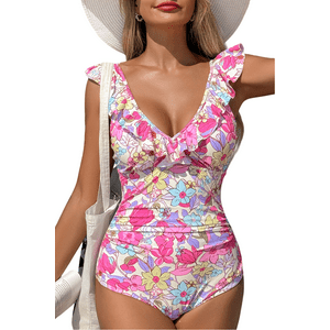 Traje De Baño Sexy Rosa Floral Control Gloriahoon