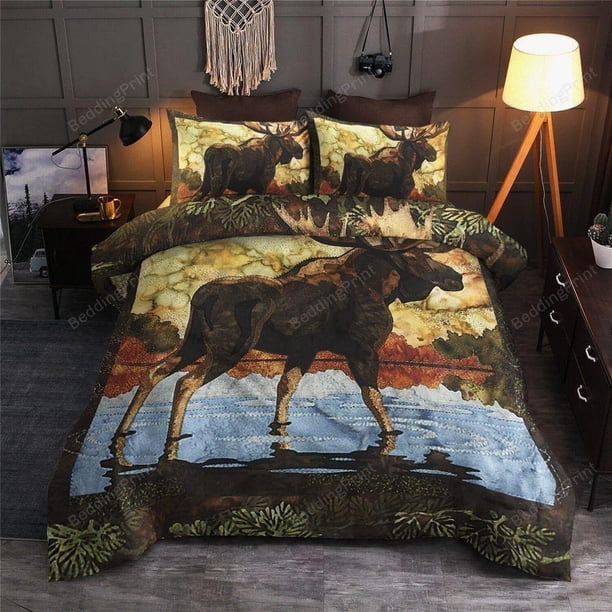 Moose Wal Perfect Gift For Lover Birthday Christmas Quilt Duvet Cover Set3-Piece Bedding Set