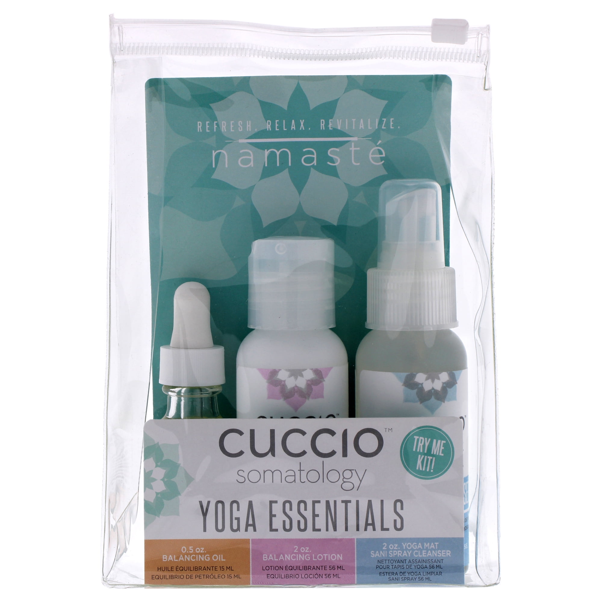 Cuccio Somatology - Somatology Kit De Elementos Esenciales De Yoga De Para Unisex: Savasana Hand Plus Aceite Corporal, Loción Equilibrante, Limpiador En Spray Sani Para Esterilla De Yoga