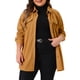 thumbnail image 1 of Agnes Orinda Camisas de Pana para Mujer de Talla Grande con Botones y Bolsillo, Chaqueta Larga de Manga Larga 1X Amarillo Marrón, 1 of 6