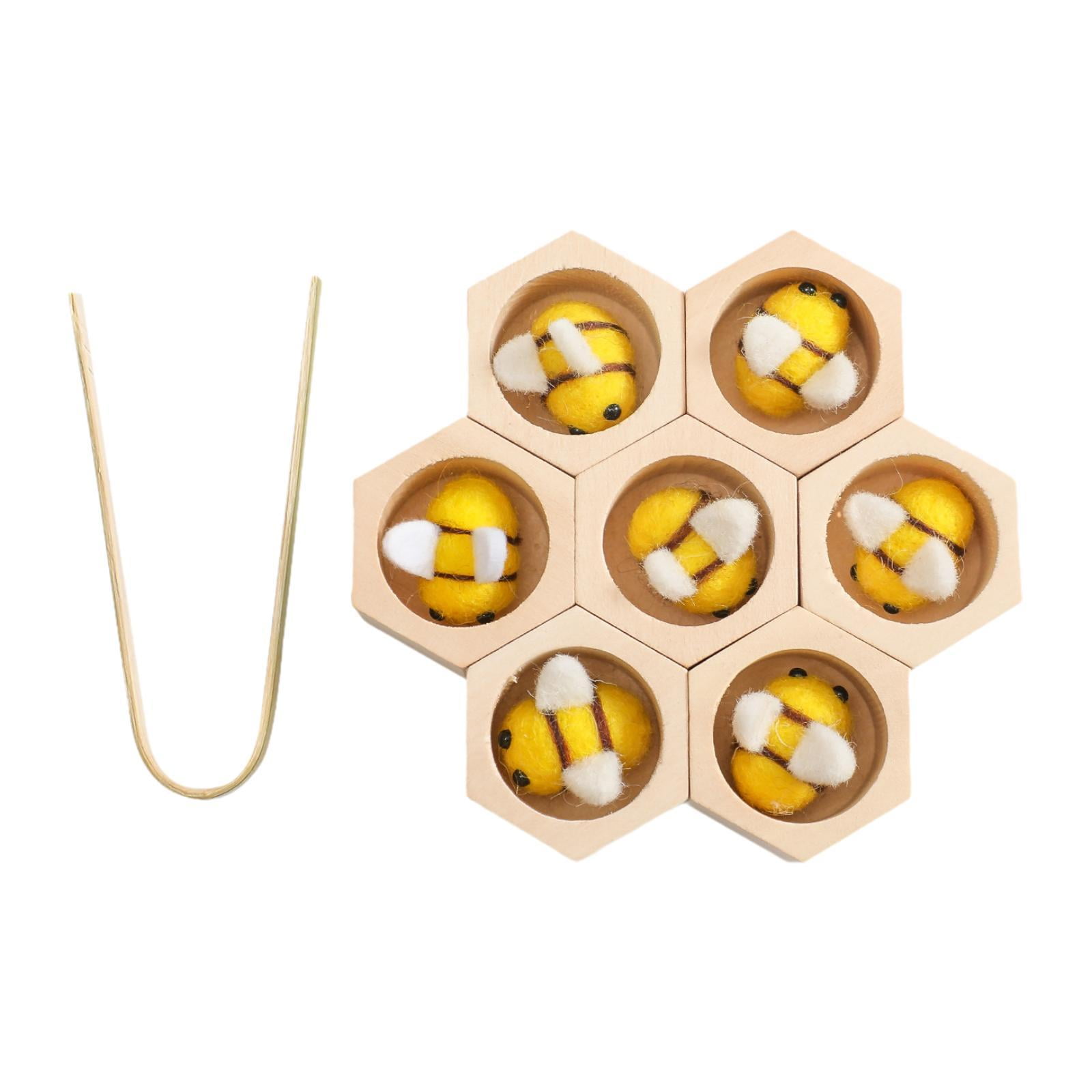 Magideal - Juguete De Colmena De Madera Para Niñas, Juguete Educativo De Conteo De Habilidades Motoras Finas, Clasificación Y Apilamiento, Regalos De Cumpleaños Amarillo