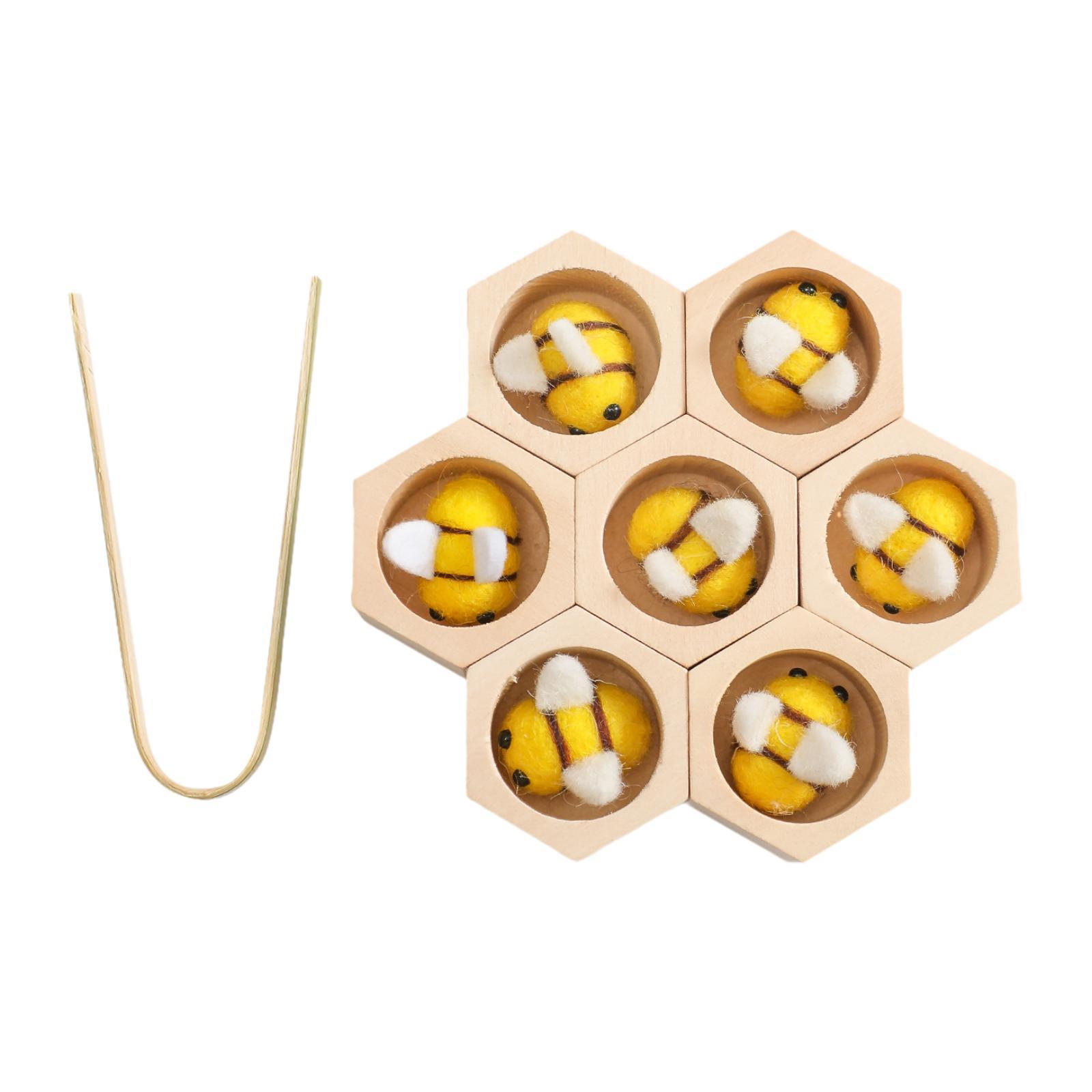 Magideal - Juguete De Colmena De Madera Para Niñas, Juguete Educativo De Conteo De Habilidades Motoras Finas, Clasificación Y Apilamiento, Regalos De Cumpleaños Amarillo