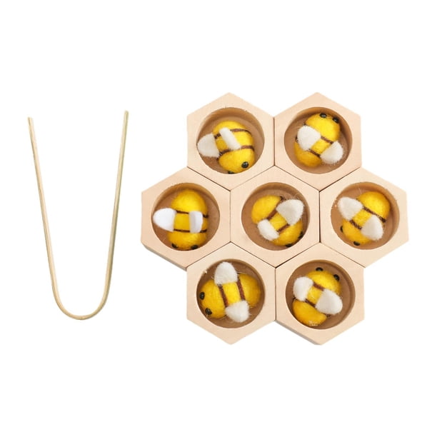 Juguete de colmena de madera para niñas, juguete educativo de conteo de habilidades motoras finas, clasificación y apilamiento, regalos de cumpleaños amarillo