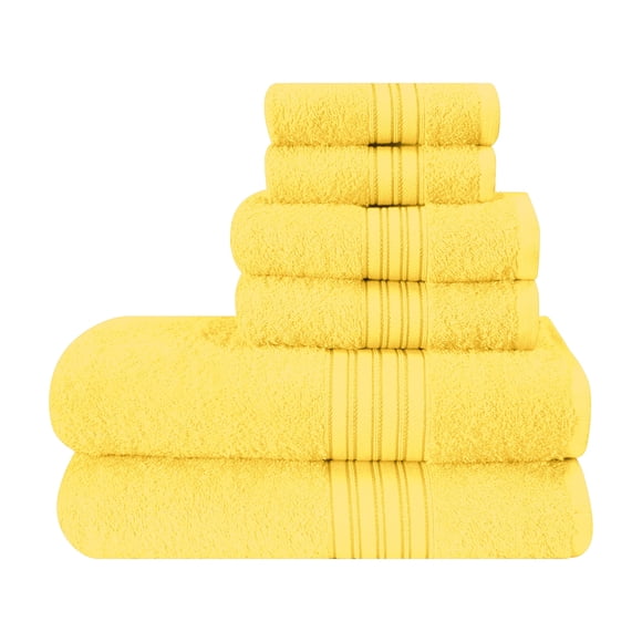 Juego de toallas BOUTIQUO, 6 unidades, algodón, baño y manos, color amarillo lima
