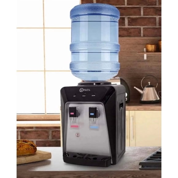 Dispensador de Agua Sobremesa Frío y Caliente Negro y Plata 2 llaves