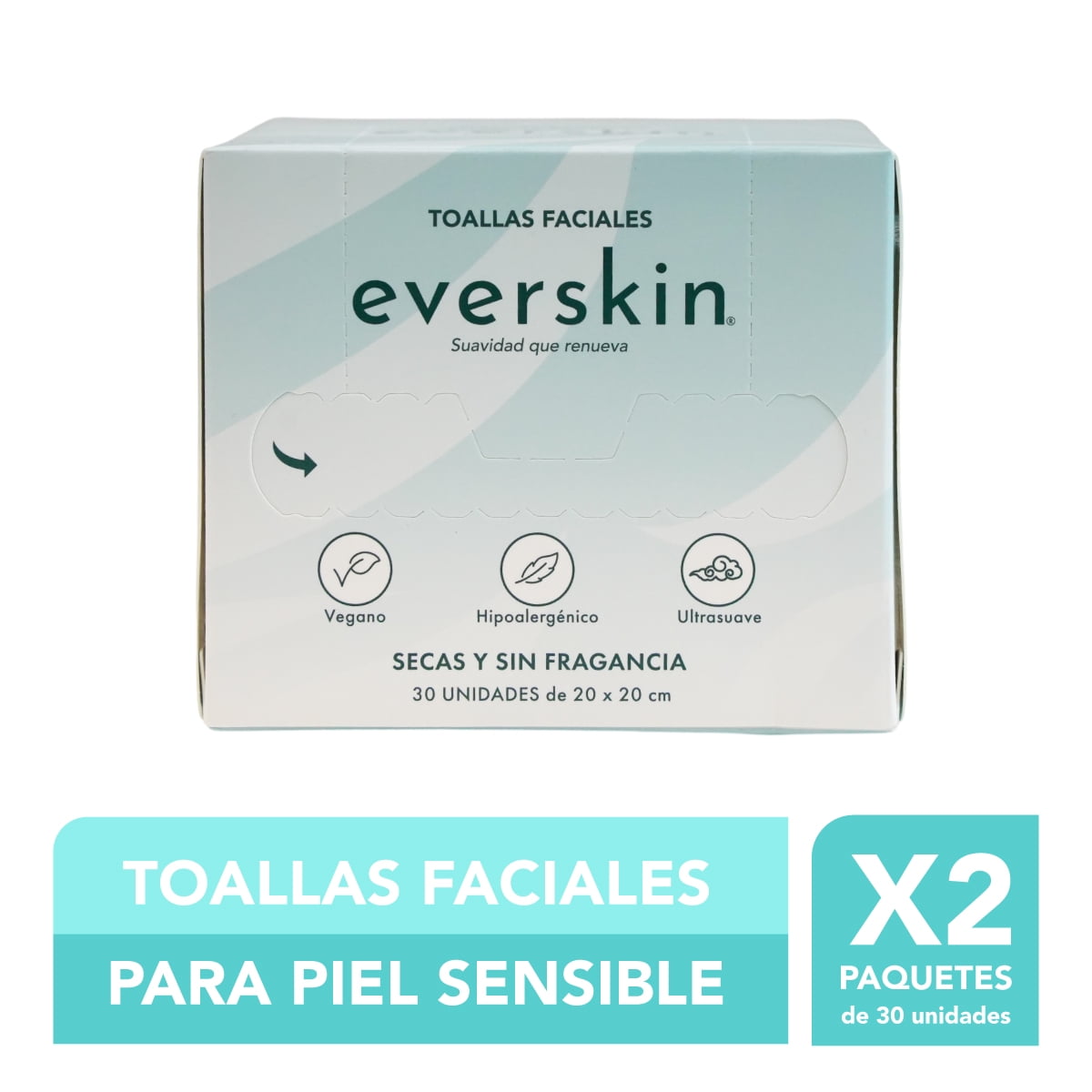 Everskin - Pack 2 Toallas Faciales Premium 30 Unidades