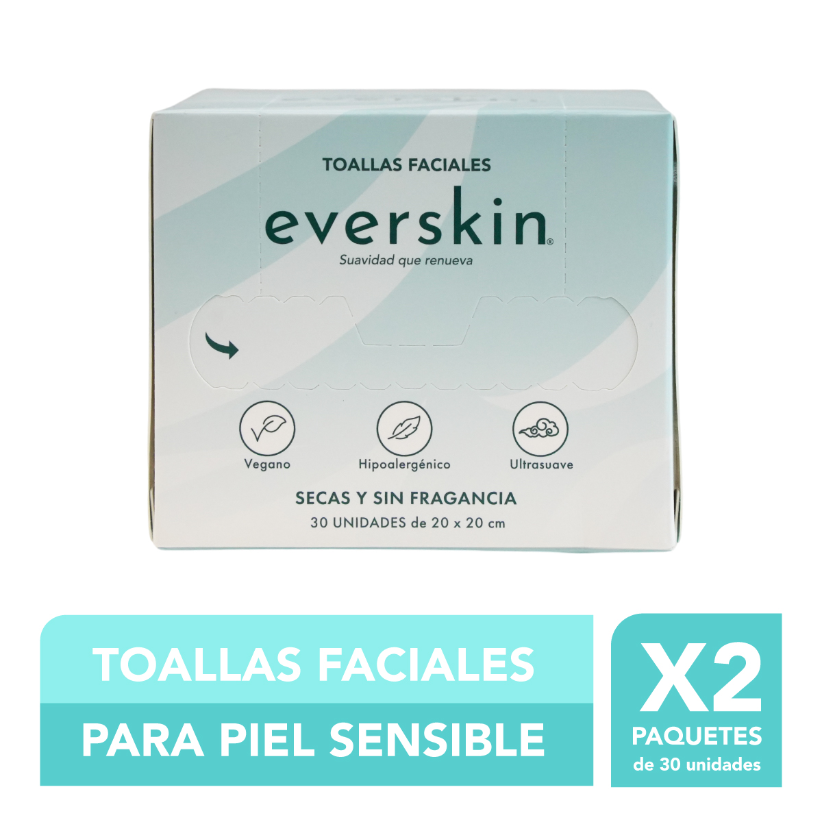 Everskin - Pack 2 Toallas Faciales Premium 30 Unidades