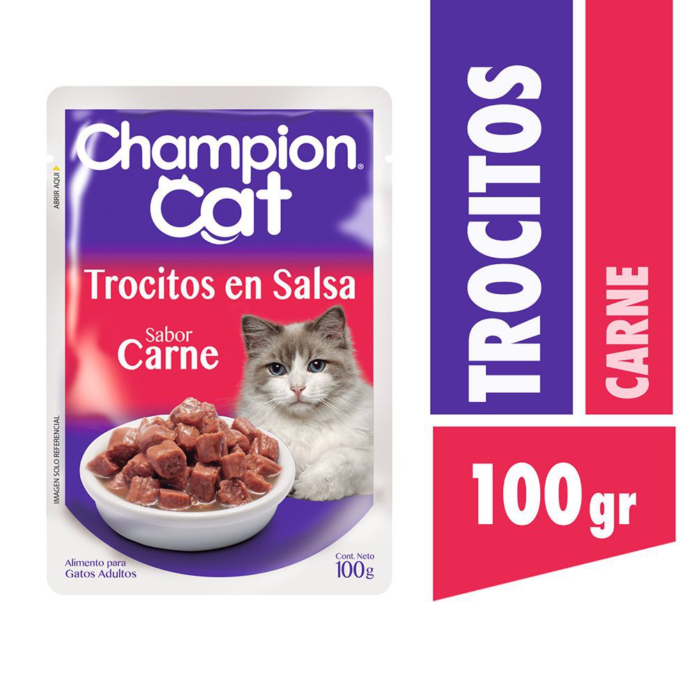 Champion Cat - Trocitos En Salsa Carne 100G X24Und