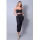 thumbnail image 1 of Saronite Conjunto de Dos Piezas de Top Corto de Punto con Tirantes Finos y Cordones Fruncidos Basics y Pantalones Deportivos, Negro (para Mujer), 1 of 5