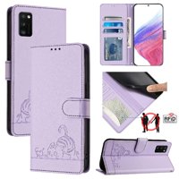 Funda Tipo Cartera Foxdock Para Samsung Galaxy A41 Con Soporte, Ranuras, Rfid, Diseño De Gato