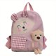 thumbnail image 1 of 1pc Children's Cartoon Rabbit Plaid Backpack With Plush Teddy Bear, Sweet Cute Lightweight Backpack Casual Travel Backpack Kindergarten Kids School Bag, 1 of 3