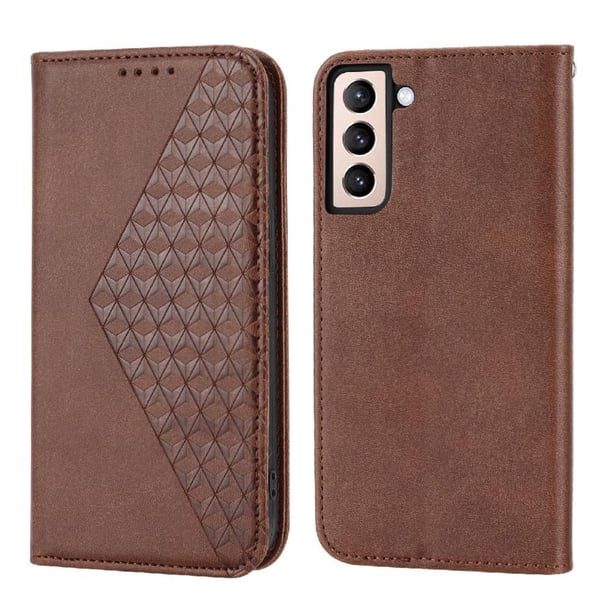 Funda Flip FOXDOCK para Samsung Galaxy S21 , Estilo Billetera con Diseño Rombo, Correa de Mano y Soporte, Uso Diario