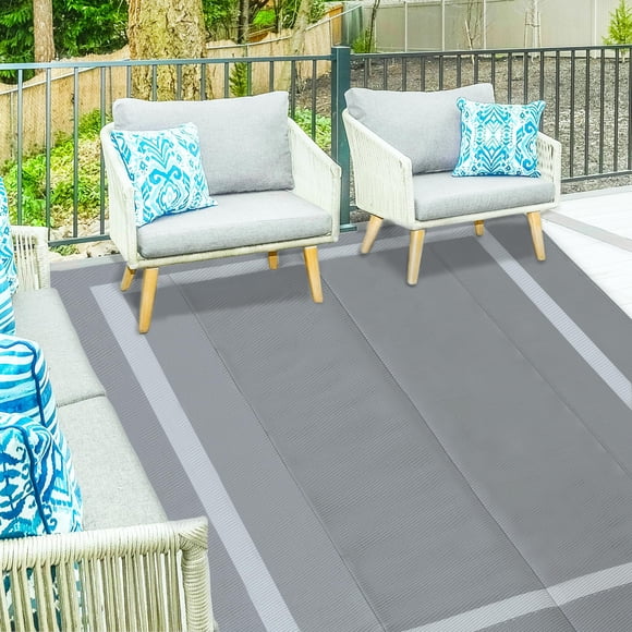 ALFOMBRA OGRMAR 183x274 cm Reversible Gris para Exterior