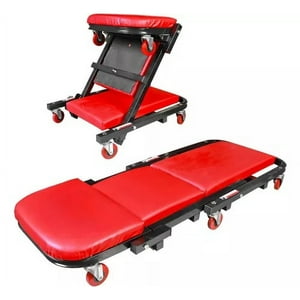 Partyglobos - Piso Asiento Camilla Taller Mecanico Roja Ajustable 2 En 1