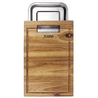 Disparo - Tabla De Madera Acacia Wayu Con Bandeja De Acero Rectangular