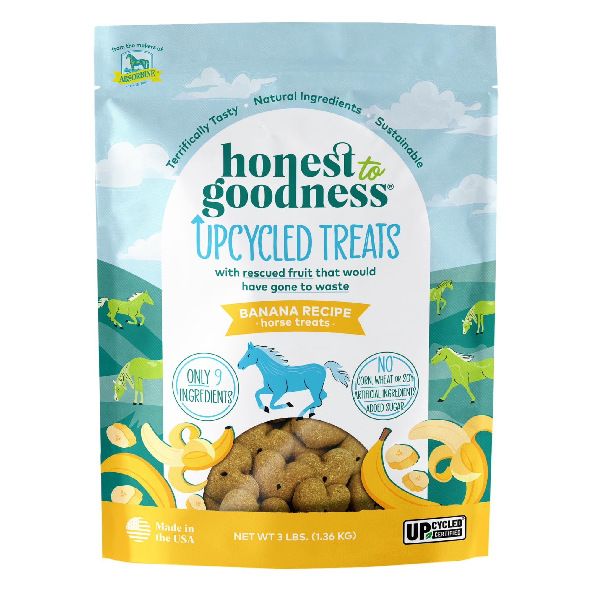 Premios para caballo Honest to Goodness Upcycled de banana 1.36 kg