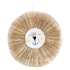 Magideal - Cabeza De Animal Tejida Con Dibujos Animados, Barba, León, Borla, Arte De Pared, Diámetro De 20 Pulgadas Para Habitación De Guardería, Tejido C