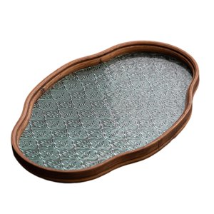 Bothyi - Bandeja Decorativa De Cristal Con Flores De Begonia, Bandeja Decorativa Para Eventos, Comedor, Desayuno