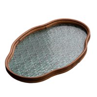 Bothyi - Bandeja Decorativa De Cristal Con Flores De Begonia, Bandeja Decorativa Para Eventos, Comedor, Desayuno