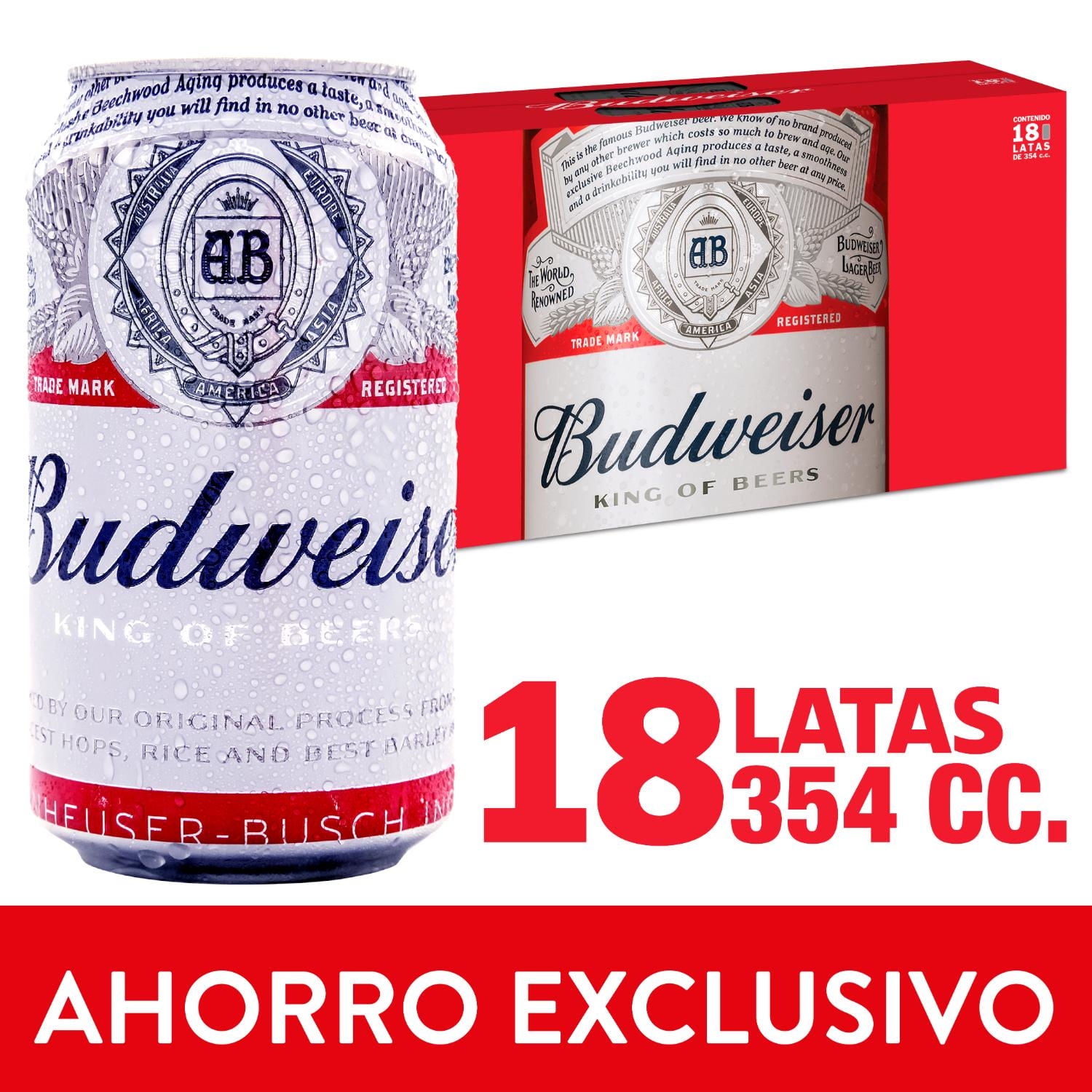 Cerveza Lager Latas Pack 18 Un x 354 ml c/u Budweiser